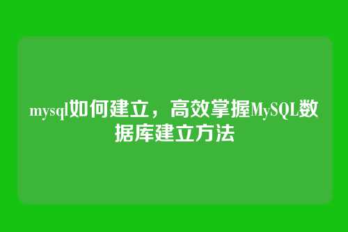 mysql如何建立，高效掌握MySQL数据库建立方法