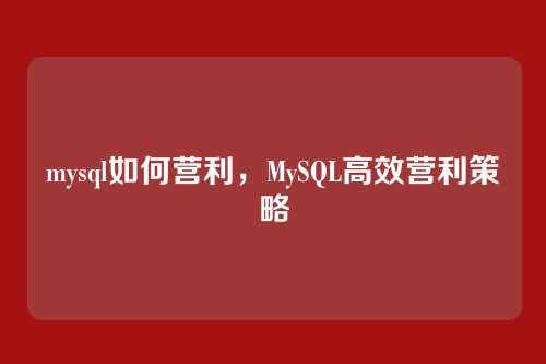 mysql如何营利，MySQL高效营利策略