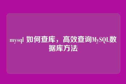 mysql 如何查库，高效查询MySQL数据库方法