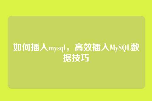 如何插入mysql，高效插入MySQL数据技巧