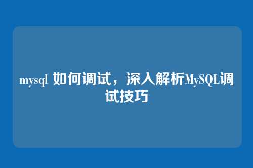 mysql 如何调试，深入解析MySQL调试技巧