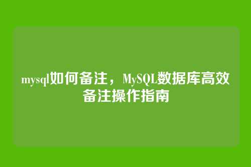 mysql如何备注，MySQL数据库高效备注操作指南