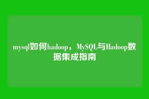 mysql如何hadoop，MySQL与Hadoop数据集成指南