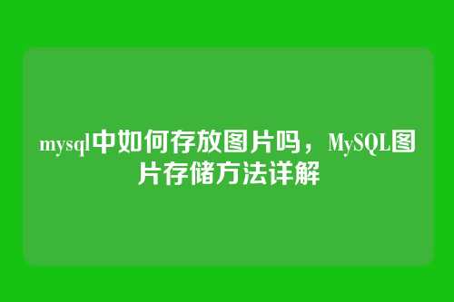 mysql中如何存放图片吗,MySQL图片存储方法详解