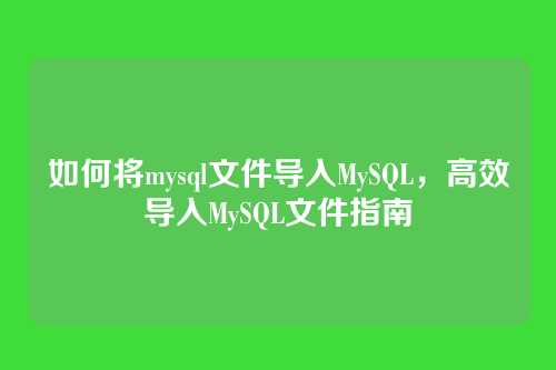 如何将mysql文件导入MySQL,高效导入MySQL文件指南