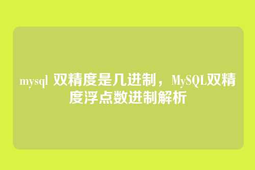 mysql 双精度是几进制,MySQL双精度浮点数进制解析