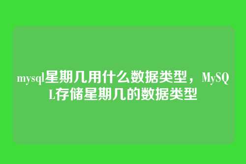 mysql星期几用什么数据类型,MySQL存储星期几的数据类型
