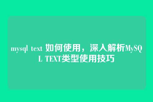 mysql text 如何使用,深入解析MySQL TEXT类型使用技巧