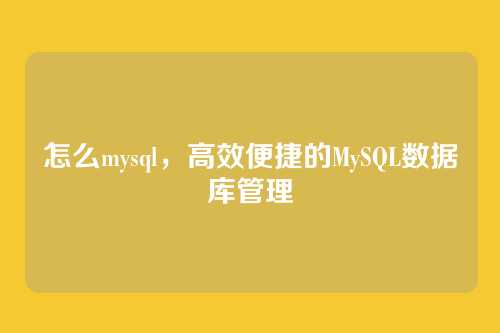 怎么mysql,高效便捷的MySQL数据库管理