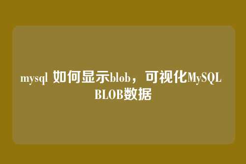 mysql 如何显示blob,可视化MySQL BLOB数据