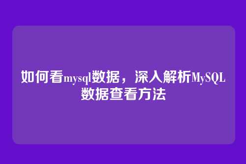 如何看mysql数据,深入解析MySQL数据查看方法