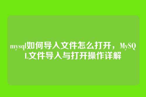 mysql如何导入文件怎么打开,MySQL文件导入与打开操作详解