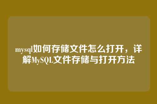 mysql如何存储文件怎么打开,详解MySQL文件存储与打开方法