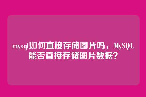 mysql如何直接存储图片吗,MySQL能否直接存储图片数据?