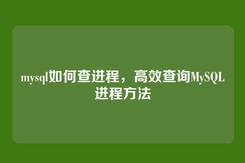 mysql如何查进程,高效查询MySQL进程方法