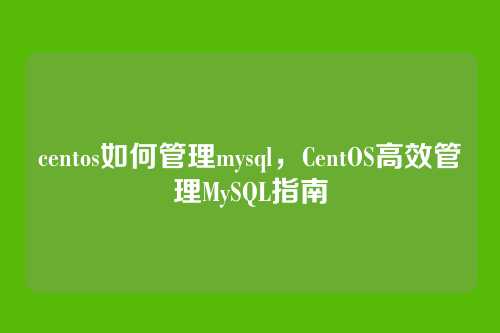 centos如何管理mysql，CentOS高效管理MySQL指南
