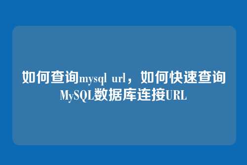 如何查询mysql url,如何快速查询MySQL数据库连接URL