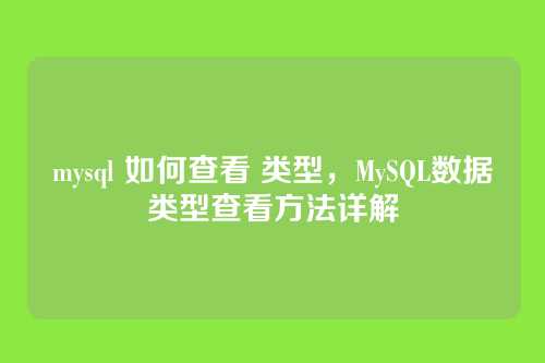 mysql 如何查看 类型,MySQL数据类型查看方法详解