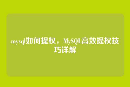 mysql如何提权,MySQL高效提权技巧详解