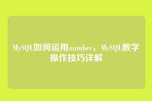 MySQL如何运用number,MySQL数字操作技巧详解