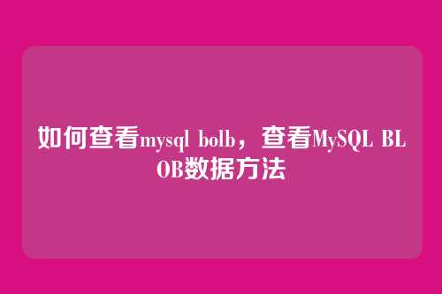 如何查看mysql bolb,查看MySQL BLOB数据方法
