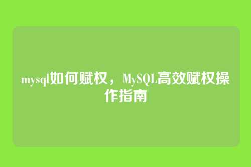 mysql如何赋权,MySQL高效赋权操作指南