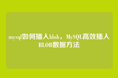 mysql如何插入blob,MySQL高效插入BLOB数据方法