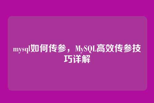 mysql如何传参,MySQL高效传参技巧详解