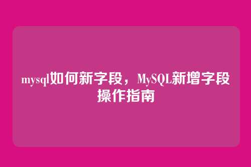 mysql如何新字段,MySQL新增字段操作指南