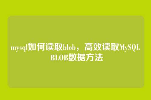 mysql如何读取blob,高效读取MySQL BLOB数据方法