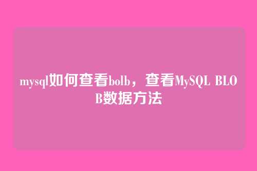 mysql如何查看bolb,查看MySQL BLOB数据方法