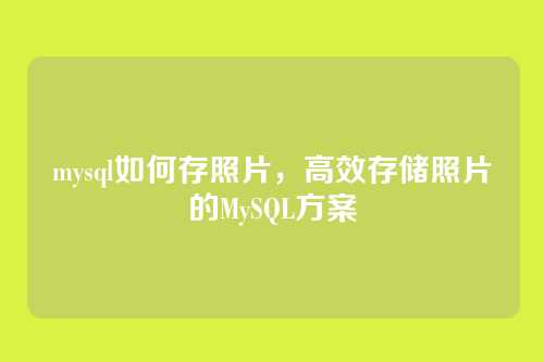 mysql如何存照片,高效存储照片的MySQL方案