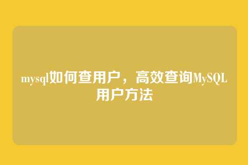 mysql如何查用户，高效查询MySQL用户方法