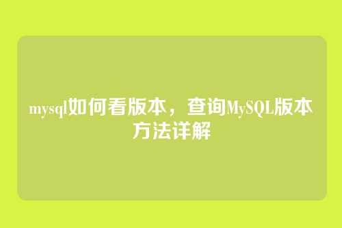 mysql如何看版本,查询MySQL版本方法详解