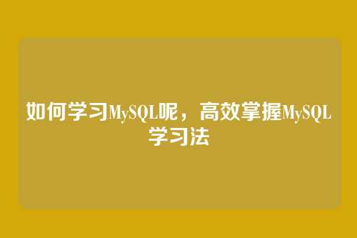 如何学习MySQL呢，高效掌握MySQL学习法