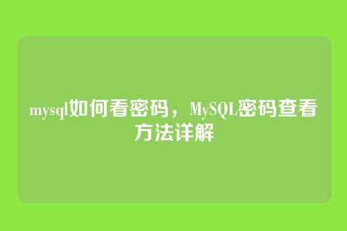 mysql如何看密码,MySQL密码查看方法详解
