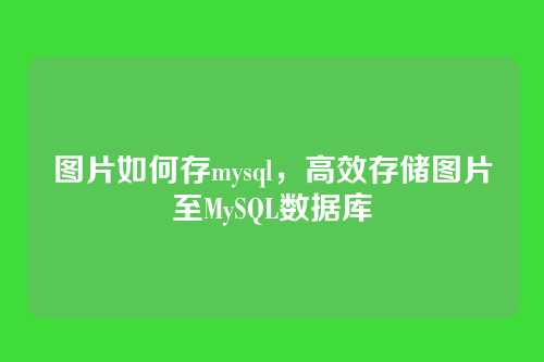 图片如何存mysql，高效存储图片至MySQL数据库