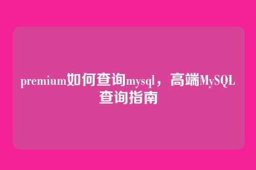 premium如何查询mysql，高端MySQL查询指南