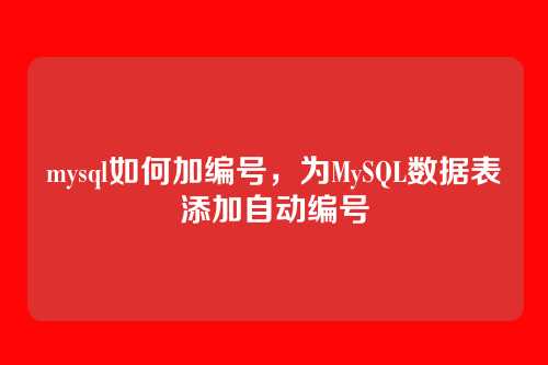 mysql如何加编号,为MySQL数据表添加自动编号