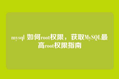 mysql 如何root权限,获取MySQL最高root权限指南