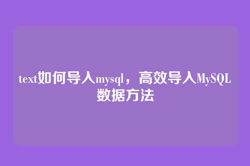 text如何导入mysql,高效导入MySQL数据方法