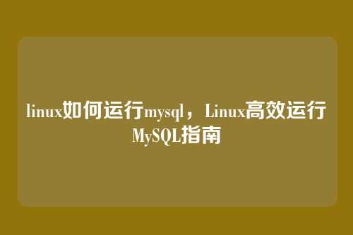 linux如何运行mysql，Linux高效运行MySQL指南