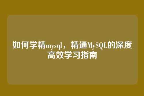 如何学精mysql,精通MySQL的深度高效学习指南