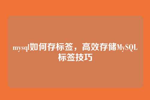 mysql如何存标签，高效存储MySQL标签技巧