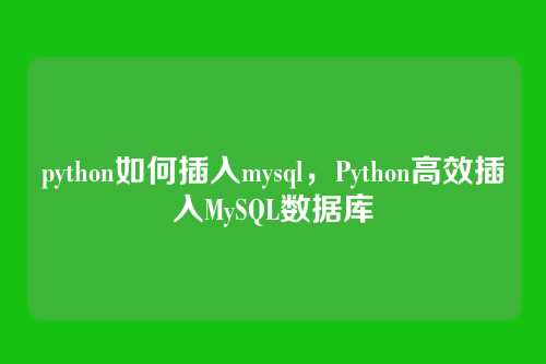 python如何插入mysql,Python高效插入MySQL数据库