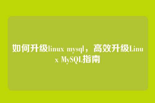 如何升级linux mysql,高效升级Linux MySQL指南