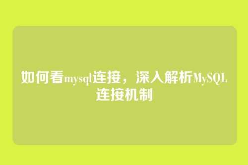 如何看mysql连接,深入解析MySQL连接机制