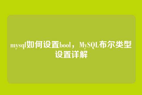 mysql如何设置bool,MySQL布尔类型设置详解