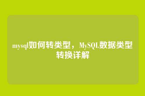 mysql如何转类型,MySQL数据类型转换详解
