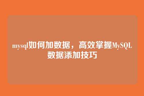 mysql如何加数据,高效掌握MySQL数据添加技巧
